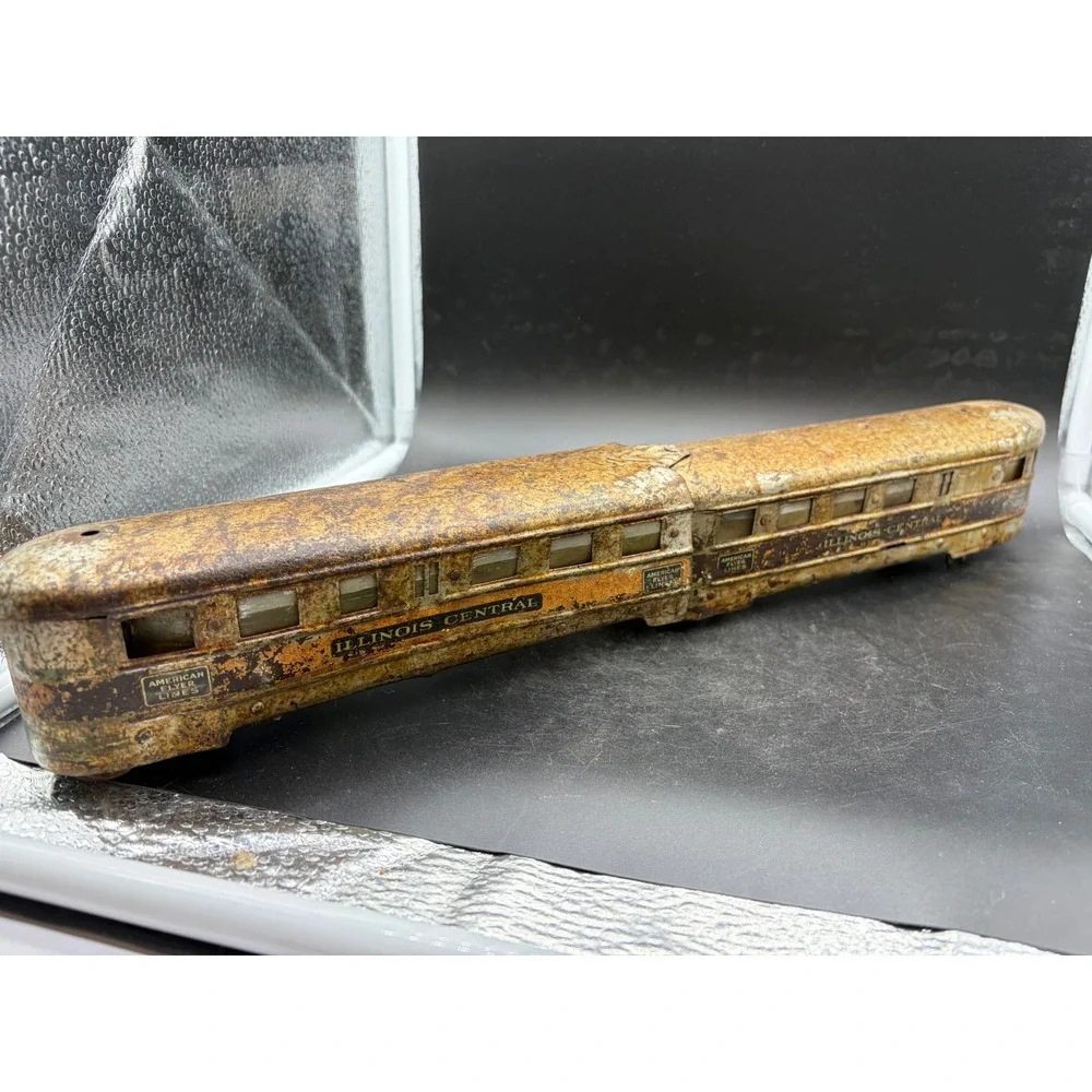 Vintage American Flyer‎ Lines Illinois Central O Gauge Tinplate Train Cars Set